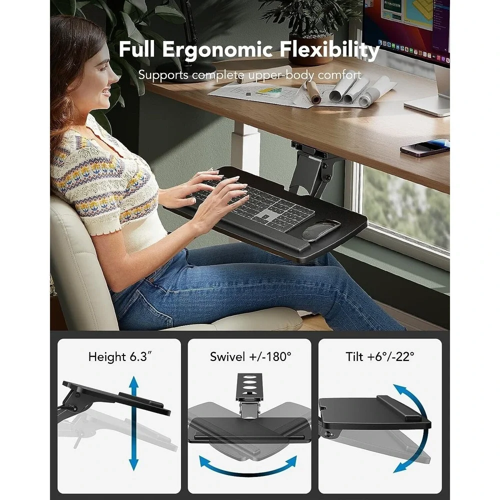 Huanuo Keyboard Tray Under Desk 360 Adjustable Ergonomic Sliding 25